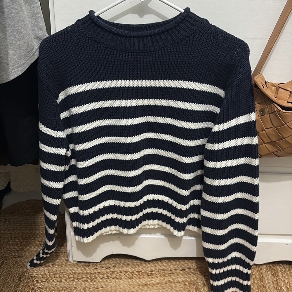 J.crew Rollneck sweater in stripe for women (navy & white relaxed fit)